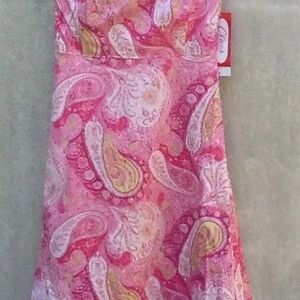 Clues Collections Pink Paisley Strapless A Line Dress Size 8